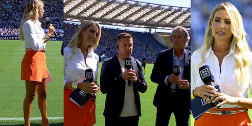 Giorgia Rossi incanta lo stadio Olimpico: che stile per il derby della Capitale
