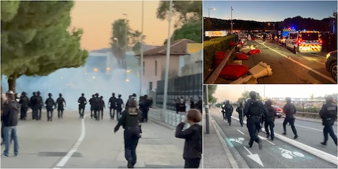 Nizza-Roma, caos fuori dallo stadio: tifoserie a contatto, interviene la polizia con i lacrimogeni