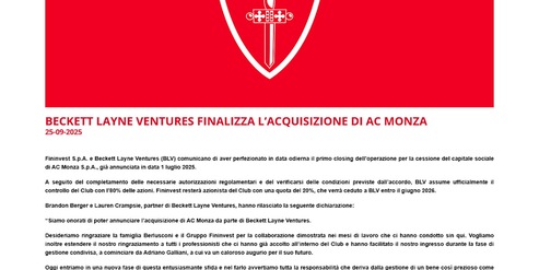 Monza, completata la cessione agli americani