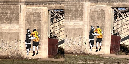 Lecce, l'omaggio emozionante a Graziano Fiorita: il nuovo murale vicino al Via del Mare