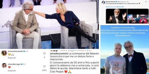 Da Amadeus a Fedez, Ferragni e De Filippi, vip in lacrime per il maestro Vessicchio: tutti i messaggi