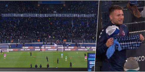 Immobile, che festa all'Olimpico: l'abbraccio sotto la Curva Nord, gli striscioni e l'omaggio di Zaccagni