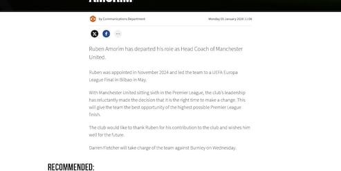 Manchester United, ufficiale: Amorim è stato esonerato