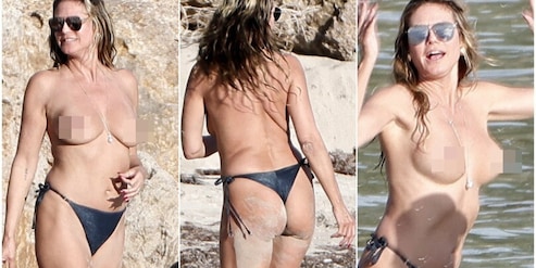 Heidi Klum, il topless ai Caraibi fa scalpore: le foto sexy al mare scatenano il dibattito