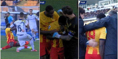 Banda, ingenuità imperdonabile: entrata killer su Del Prato. L'arbitro lo espelle e lui scoppia a piangere