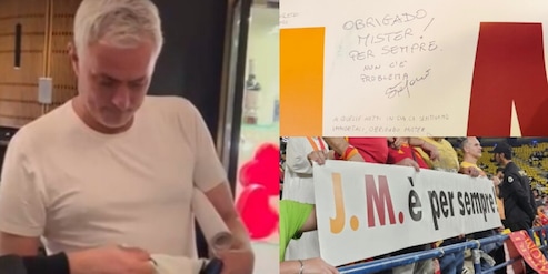 Mourinho emozionato: le foto della sorpresa speciale dai tifosi della Roma
