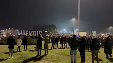 Juventus, il pullman bianconero all'Allianz Stadium