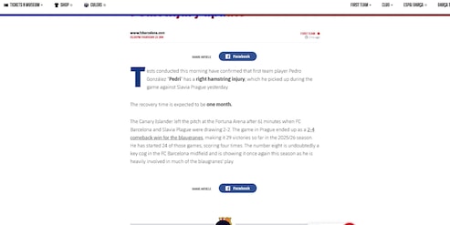 Barca, stop per il centrocampista Pedri