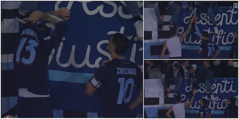 Romagnoli e la maglia regalata ai tifosi della Lazio prima dell'addio