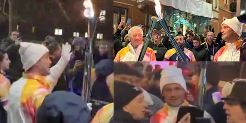 Chivu tedoforo di Milano Cortina 2026: le foto dell'entusiasmo a Milano