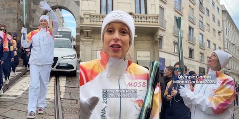 Federica Pellegrini tedofora speciale con il pancione: la battuta sui 200 metri fa impazzire la folla
