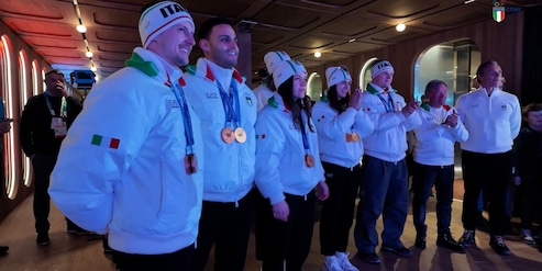 Le campionesse e i campioni olimpici dello slittino celebrati a Casa Italia