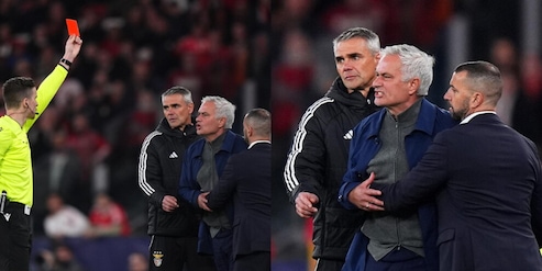 Mourinho furioso con l'arbitro in Benfica-Real Madrid: le proteste e l'espulsione, la sequenza