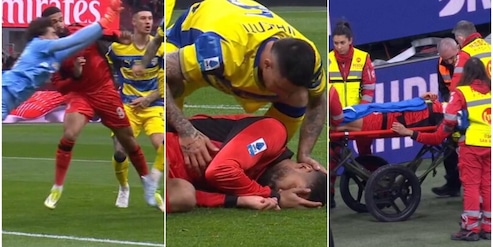 FOTO Spavento per Loftus-Cheek: crolla a terra dopo un durissimo scontro con Corvi e esce in barella