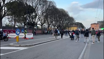 Bologna-Roma, l'arrivo dei pullman al Dall'Ara