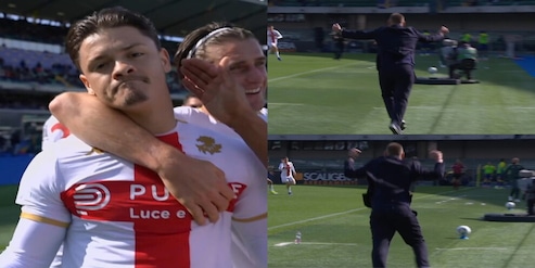 De Rossi salta e impazzisce in panchina al gol di Vitinha: l'esultanza scatenata è virale