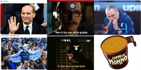 Allegri come De Sica, Sarri come Batman: la vittoria della Lazio sul Milan scatena le ironie social