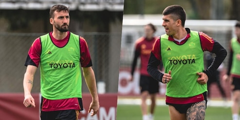 Cristante e Mancini in campo con la Roma dopo lo shock Mondiale