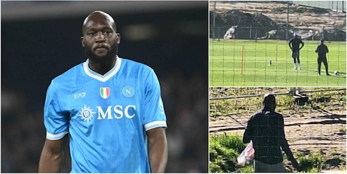 Napoli, Lukaku torna in campo e si allena da solo: le immagini dal Belgio