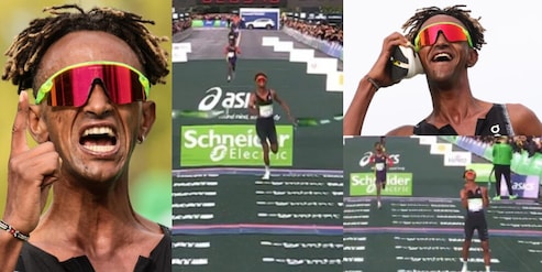 L'urlo di gioia incontenibile: Yeman Crippa trionfa a Parigi, le foto dell'arrivo al traguardo e della festa