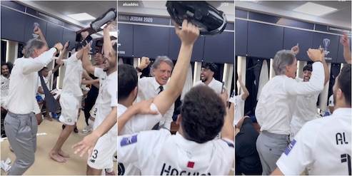 Mancini, balli sfrenati nello spogliatoio per il campionato con l'Al-Sadd e la vittoria in coppa con Inzaghi