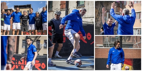 Toni, Florenzi, Candela e Ceccarelli si divertono nella partitella di street football a New York
