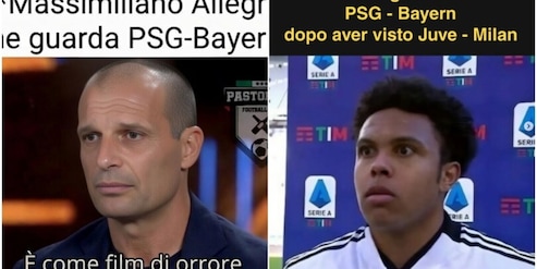 Psg-Bayern e lo spietato confronto con Milan-Juve: le ironie sui social sono impietose