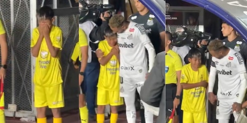 Neymar entra in campo e il bambino argentino piange per l'emozione: il toccante momento prima di San Lorenzo-Santos