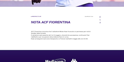 Fiorentina, Kean salta anche la Roma