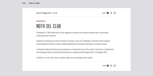 Ufficiale: Bologna-Italiano, è addio