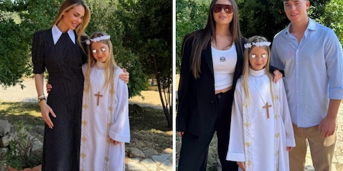 La comunione di Isabel Totti: gli abiti, la bomboniera, le foto della festa