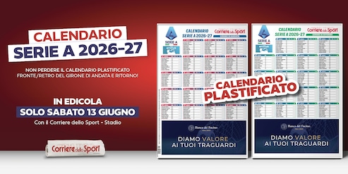 Il calendario plastificato della Serie A 2026-27 sabato in edicola con il Corriere dello Sport