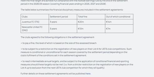 Juventus, sanzione dall'Uefa: fino a 20 milioni di multa e settlement agreement