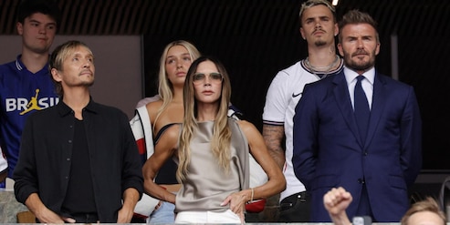 David Beckham con Victoria e figli in tribuna per Norvegia-Inghilterra