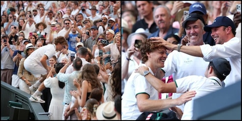 La felicità di Sinner: corre tra il pubblico e festeggia con i genitori e con il team FOTO