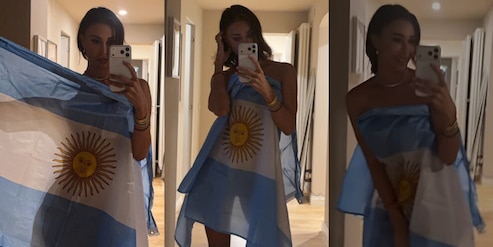 Belen scatenata e pazza di gioia per la sua Argentina: posa nuda sui social coperta solo da una bandiera!