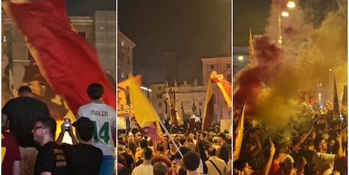 Sciarpe, bandiere e cori: i tifosi della Roma festeggiano i 99 anni del club