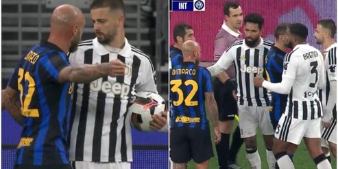 Bastoni lascia uscire la palla, Zhegrova non capisce, e Dimarco...: rissa sfiorata in Juve-Inter