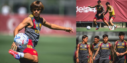 Rodrigo Mora show con il pallone a Trigoria: il primo allenamento con Dybala, Castro e Soulé
