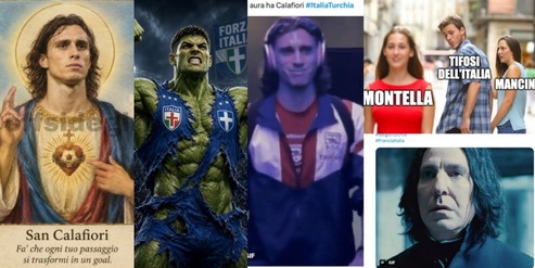 Calafiori santino, Pio Esposito come Hulk e Montella nel cuore: l'Italia batte ancora la Turchia e i social si scatenano