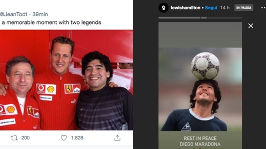 La Formula 1 piange Diego Maradona: l'addio di Leclerc, Hamilton e...