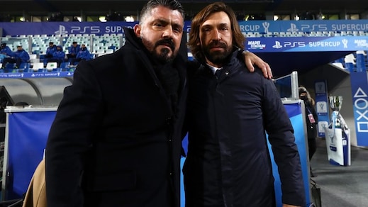 Pirlo e Gattuso, strette di mano e abbracci prima della Supercoppa