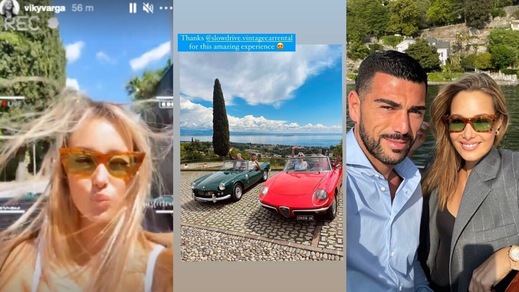 Pellè e Viky Varga sul Lago di Como: che relax tra auto d'epoca e gita in barca