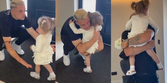 Xhaka, l'abbraccio con la figlia dopo 6 settimane commuove i social