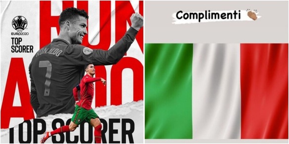 Cristiano Ronaldo, complimenti all'Italia e festa per il titolo di capocannoniere