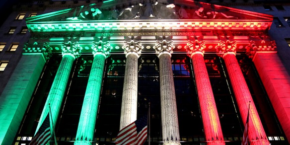 Anche Wall Street celebra l'Italia campione: tricolore a New York