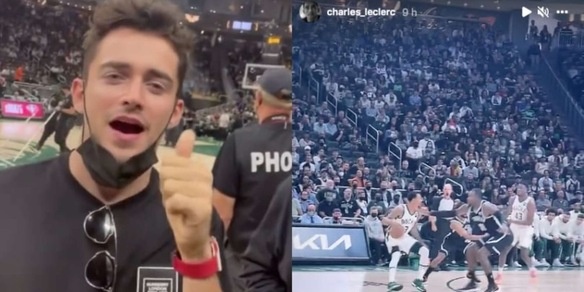 La Nba riparte con Leclerc: il pilota della Ferrari è in prima fila