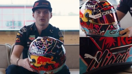 Max Verstappen, da "pilota a poliziotto": il suo casco speciale s'ispira a Miami Vice