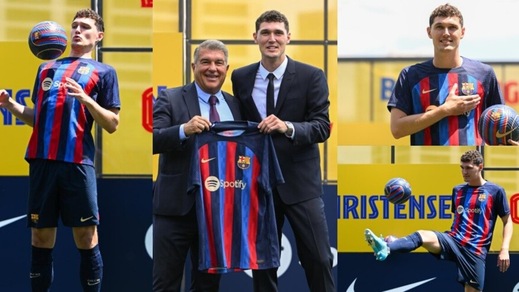 Il Barcellona presenta Christensen: palleggi e sorrisi