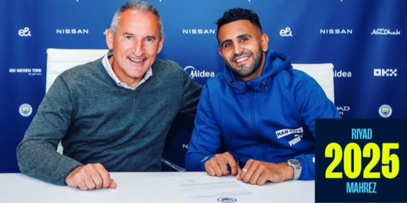 Mahrez rinnova con il Manchester City fino al 2025: è ufficiale Mahrez rinnova con il Manchester City fino al 2025: è ufficiale